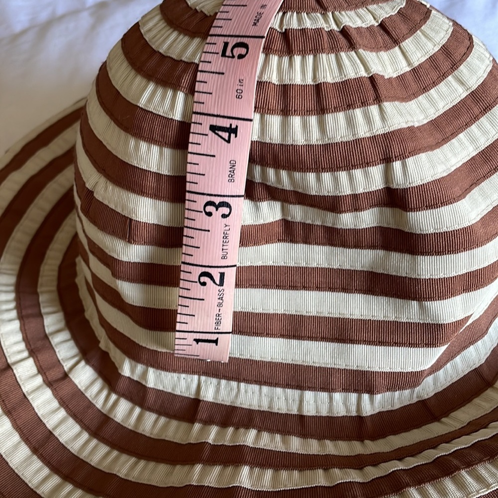 Cream and light brown striped sun hat by San Francisco Hat - protective & cute! - Picture 7 of 9
